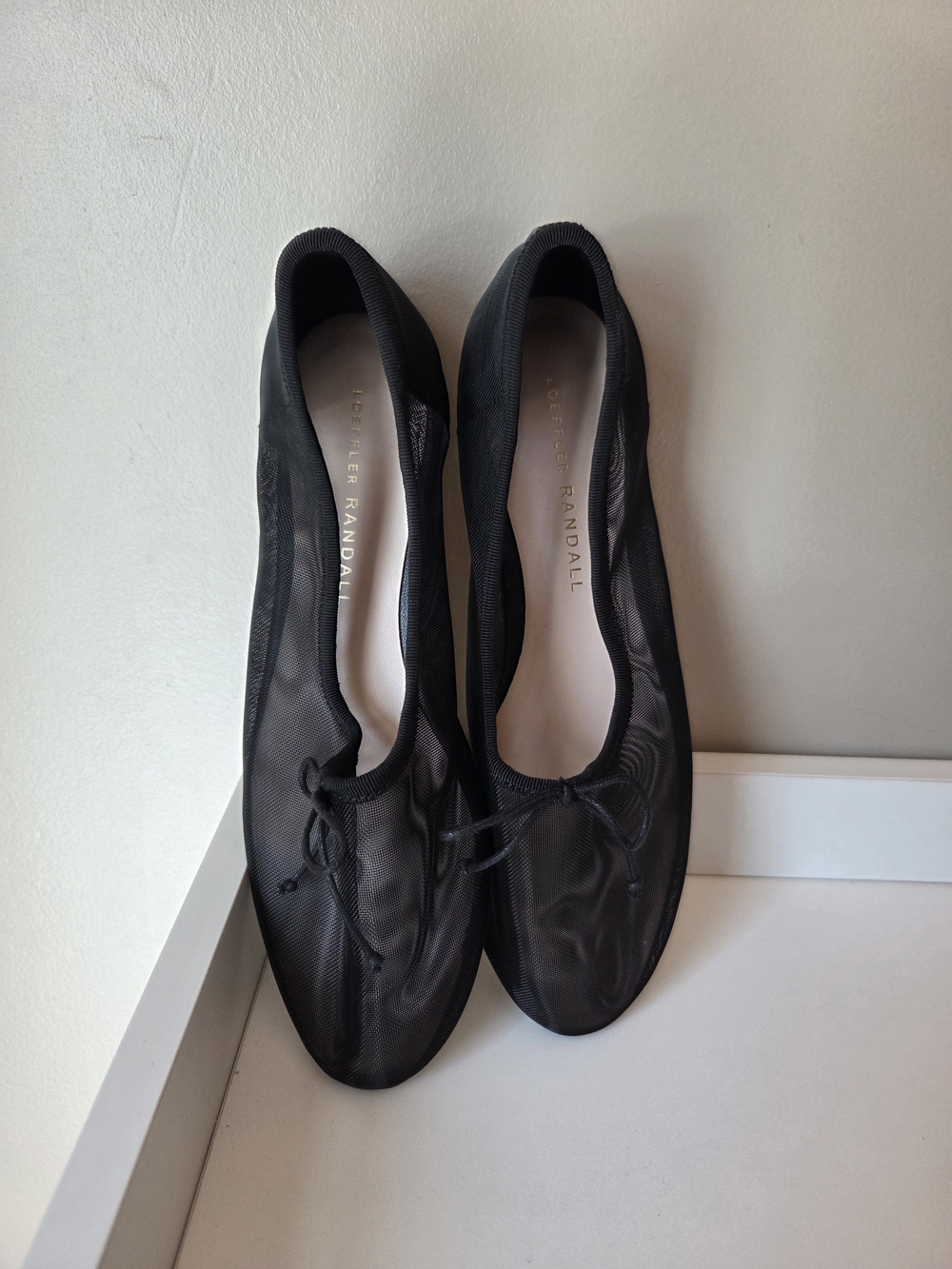 Loeffler Randall Black Sheer Mesh Ballet Flats with Bow - Picture 3 of 12